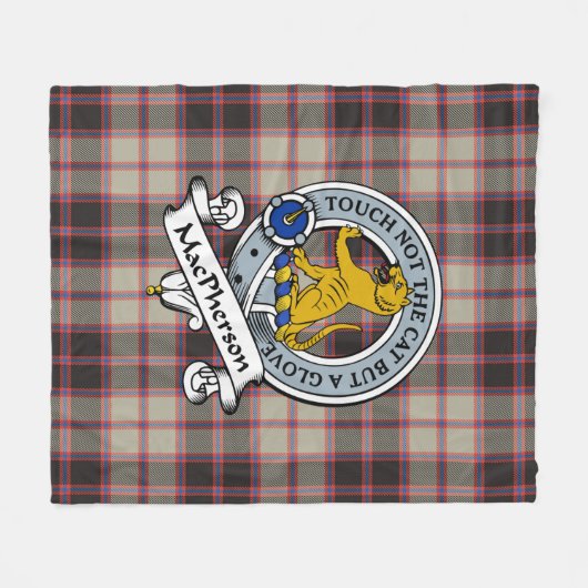MacPherson Hunting Ancient Clan Badge Tartan Pset Fleece Deken (Voorkant (Horizontaal))