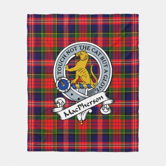 MacPherson Modern Clan Badge Tartan Pset Fleece Deken (Voorkant)