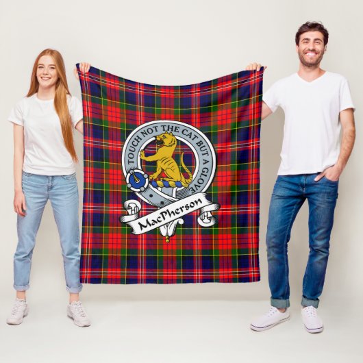 MacPherson Modern Clan Badge Tartan Schotse Plaid Fleece Deken (In situ)