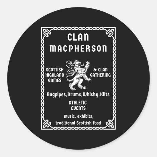 Macpherson Schotse Clan Afstammeling Ronde Sticker (Voorkant)
