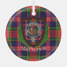 MacPherson Schotse Clan Tartan & Crest Glas Ornament