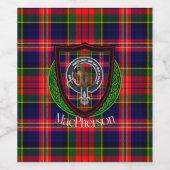 MacPherson Schotse Clan Tartan & Crest Wijn Etiket (Enkel label)