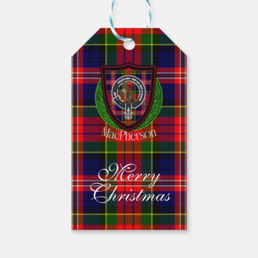 MacPherson Schotse Clan Tartan & Wapen Cadeaulabel (Voorkant)