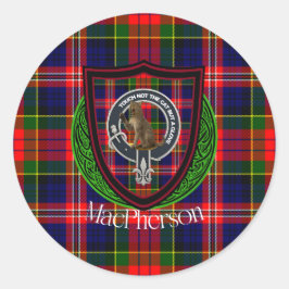 MacPherson Schotse Clan Tartan & Wapen Ronde Sticker