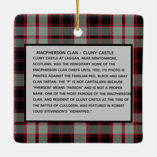 Macpherson Scottish Clan Cluny Castle Xmas Keramisch Ornament (Achterkant)