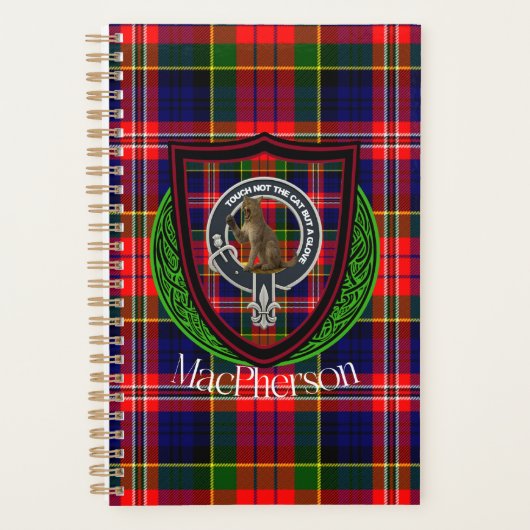 MacPherson Scottish Clan Tartan & Crest Planner (Voorkant)