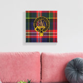 Macpherson Scottish Crest en Tartan Canvas print (Insitu (Woonkamer))