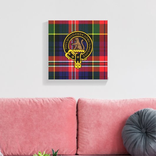 Macpherson Scottish Crest en Tartan Canvas print (Insitu (Woonkamer))