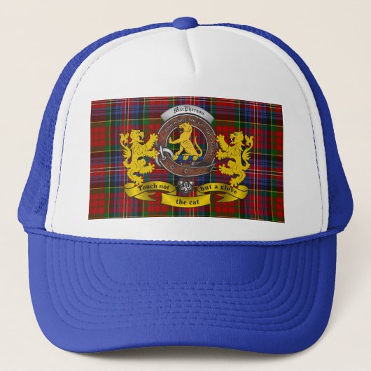 Macpherson Scottish Tartan & Badge Trucker Hat Trucker Pet (Voorkant)
