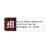 MacPherson Tartan Plaid Monogram Adresetiketten Etiket (Voorkant)