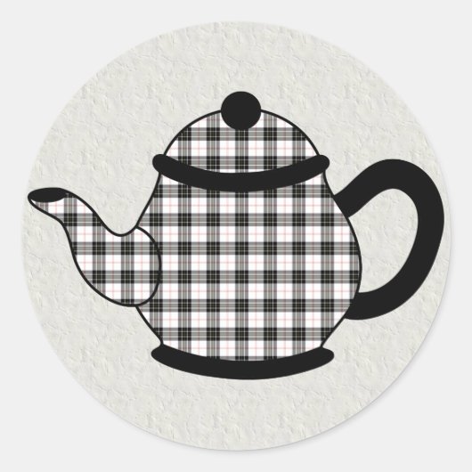 Macpherson Tartan Pset Teapot Ronde Sticker (Voorkant)