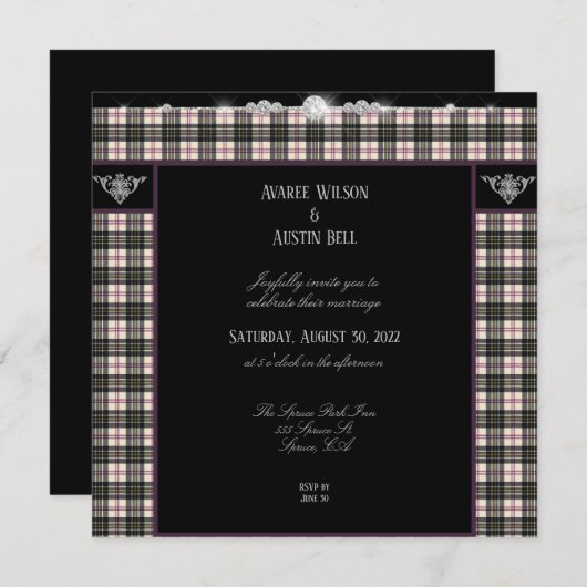 MacPherson Tartan Pset Wedding Kaart (Voorkant / Achterkant)