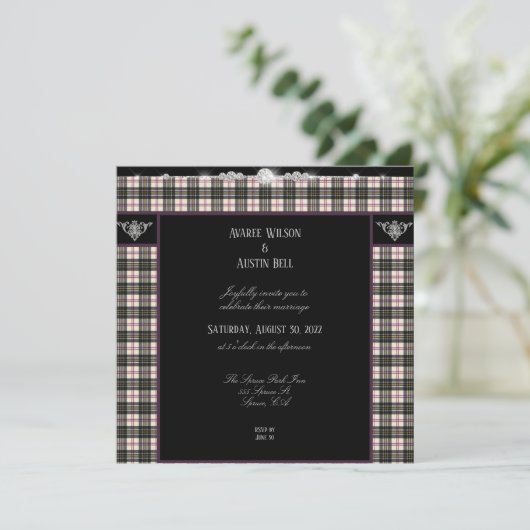 MacPherson Tartan Pset Wedding Kaart (Staand voorkant)