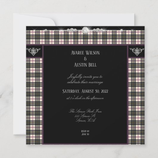MacPherson Tartan Pset Wedding Kaart (Voorkant)