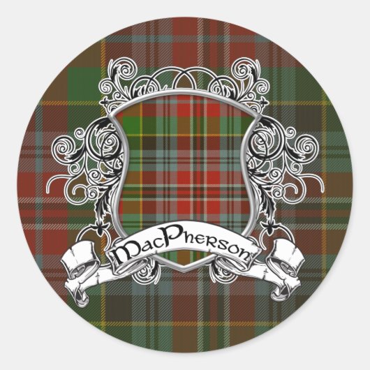 MacPherson Tartan Shield Ronde Sticker (Voorkant)
