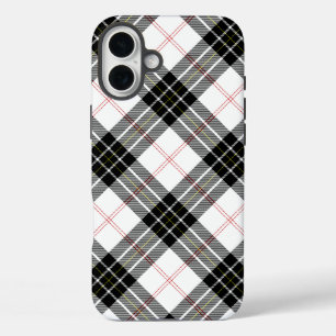 MacPherson tartan zwarte witte vlecht iPhone 16 Plus Hoesje