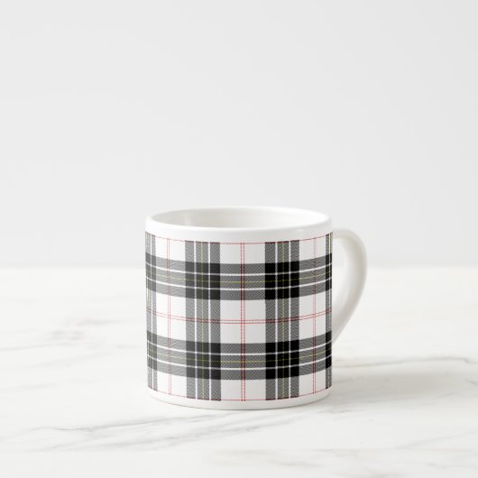 MacPherson tartan zwarte witte vlecht Espresso Kop (Voorkant rechts)