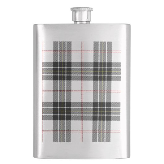 MacPherson tartan zwarte witte vlecht Heupfles (Voorkant)