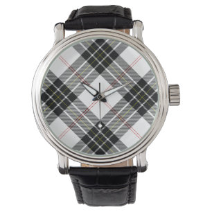MacPherson tartan zwarte witte vlecht Horloge