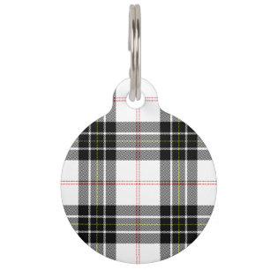 MacPherson tartan zwarte witte vlecht Huisdierpenning
