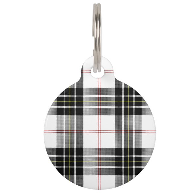 MacPherson tartan zwarte witte vlecht Huisdierpenning (Voorkant)