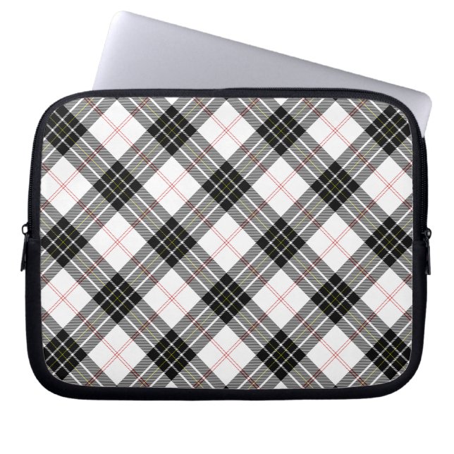 MacPherson tartan zwarte witte vlecht Laptop Sleeve (Voorkant)