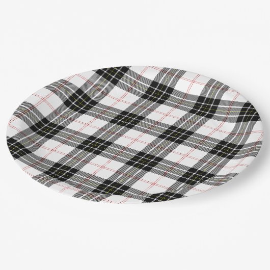 MacPherson tartan zwarte witte vlecht Papieren Bordje (Gekanteld)