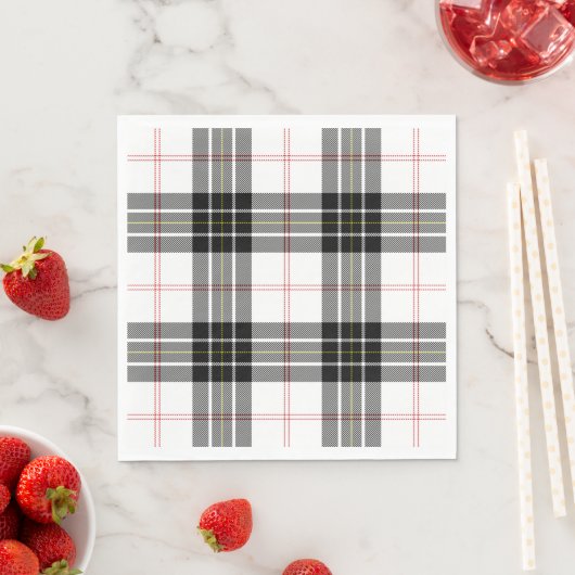 MacPherson tartan zwarte witte vlecht Servet (Insitu)