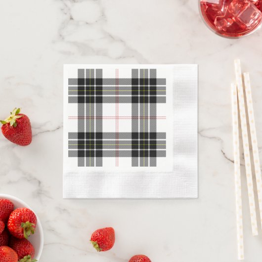 MacPherson tartan zwarte witte vlecht Servetten (Insitu)