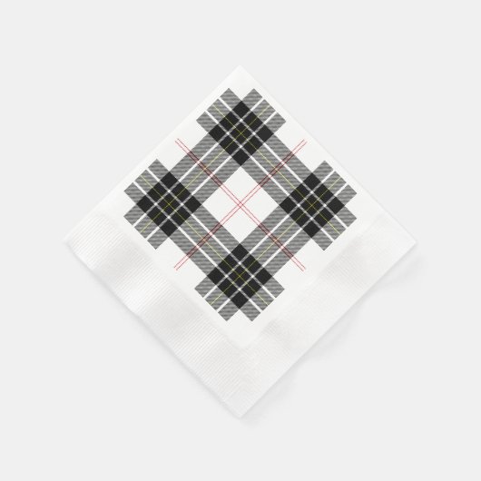 MacPherson tartan zwarte witte vlecht Servetten (Hoek)