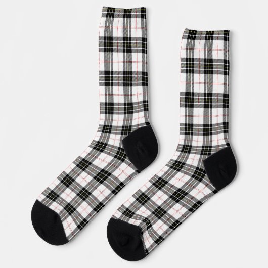 MacPherson tartan zwarte witte vlecht Sokken (Links)
