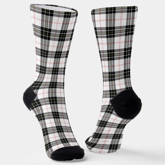 MacPherson tartan zwarte witte vlecht Sokken (Gebogen)