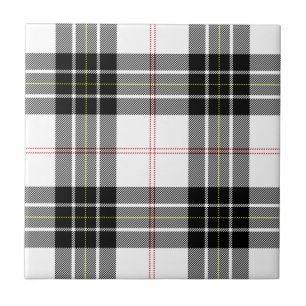 MacPherson tartan zwarte witte vlecht Tegeltje