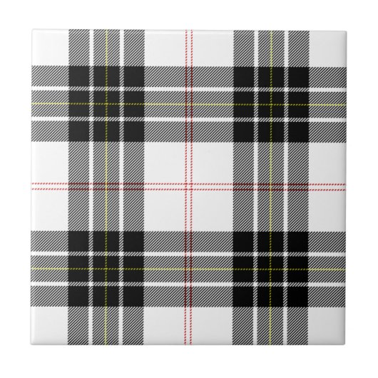 MacPherson tartan zwarte witte vlecht Tegeltje (Voorkant)