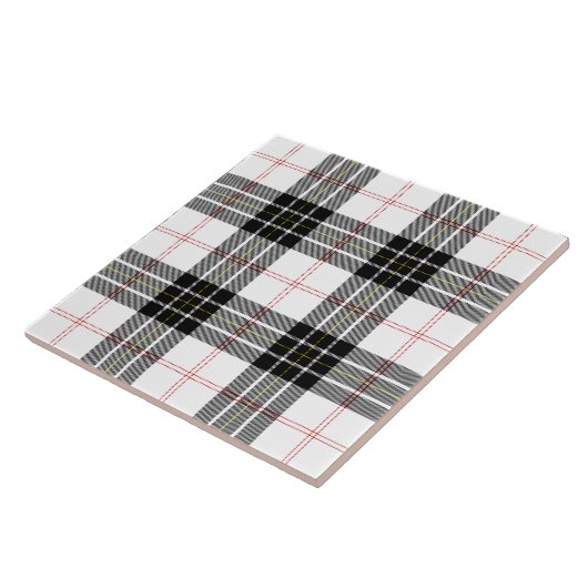 MacPherson tartan zwarte witte vlecht Tegeltje (Zijkant)