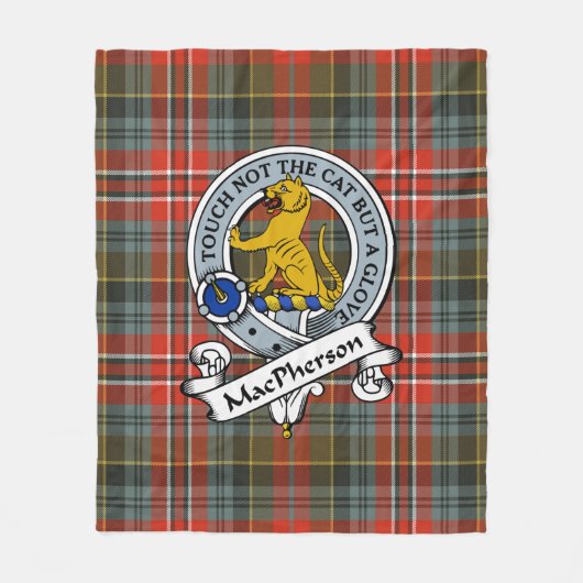 MacPherson Weathered Clan Badge Tartan Pset Fleece Deken (Voorkant)