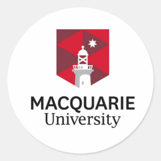 macquarie universiteit ronde sticker