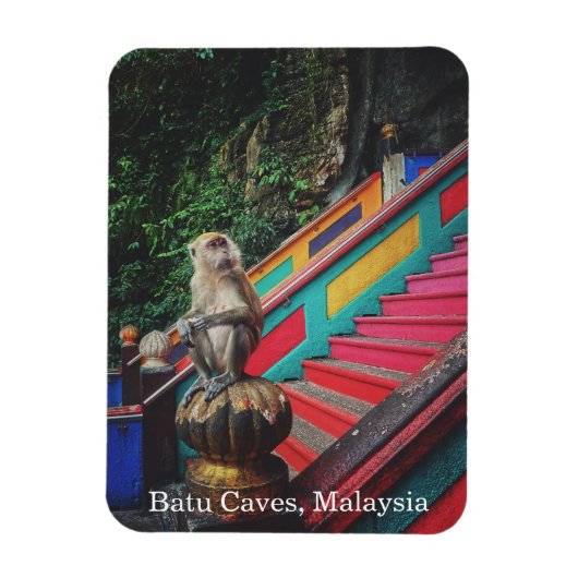 Macque Monkey bij Batu Caves, Maleisië Reizen Magneet (Verticaal)