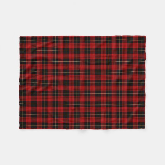 MacQueen Clan Rood en Zwart Tartan Fleece Deken (Voorkant (Horizontaal))