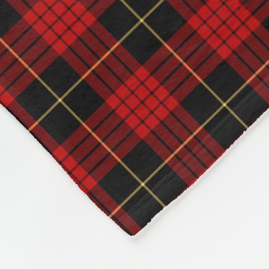 MacQueen Clan Rood en Zwart Tartan Fleece Deken (Hoek)