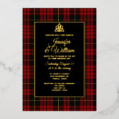 MacQueen Clan Tartan Schotse Huwelijk  Folie Uitnodiging (Voorkant)
