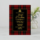 MacQueen Clan Tartan Schotse Huwelijk  Folie Uitnodiging (Staand Voorkant)