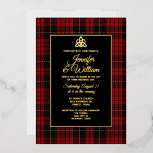 MacQueen Clan Tartan Schotse ruit Huwelijk Folie Uitnodiging