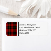 MacQueen Clan Zwart en Rood Schots Tartan Etiket (Insitu)