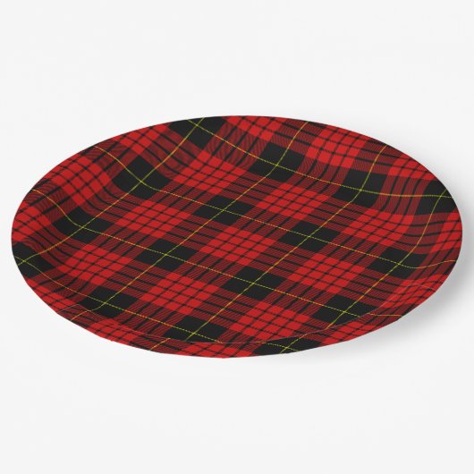 MacQueen Tartan Red en Black Pset Papieren Bordje (Gekanteld)