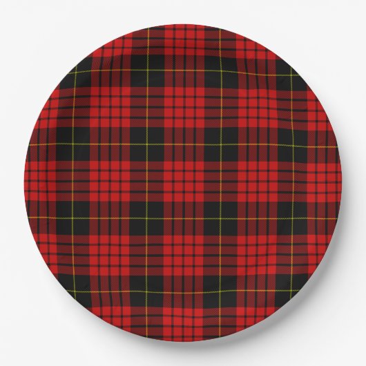 MacQueen Tartan Red en Black Pset Papieren Bordje (Voorkant)