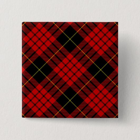 MacQueen Tartan Red en Black Pset Vierkante Button 5,1 Cm (Voorkant)