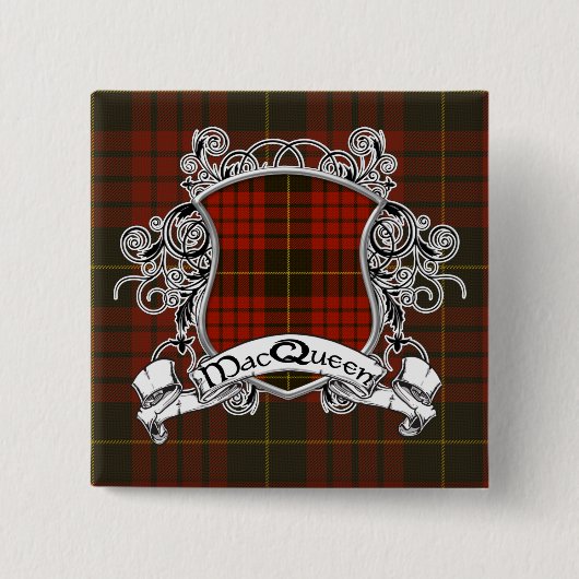 MacQueen Tartan Shield Vierkante Button 5,1 Cm (Voorkant)