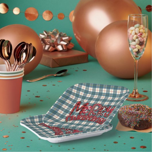 Macrae Conchra Scottish Tartan Merry Christmas Papieren Bordje (Multi)