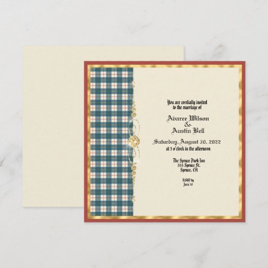 MacRae Conchra Tartan Wedding Invitation Kaart (Voorkant / Achterkant)